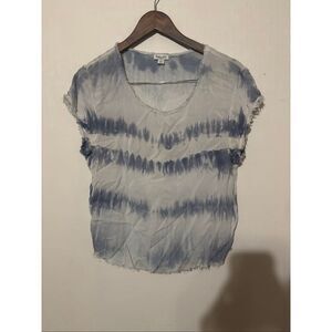 Splendid USA Women's Size XS Blue White Tie Dye Short Sleeve Shirt Top